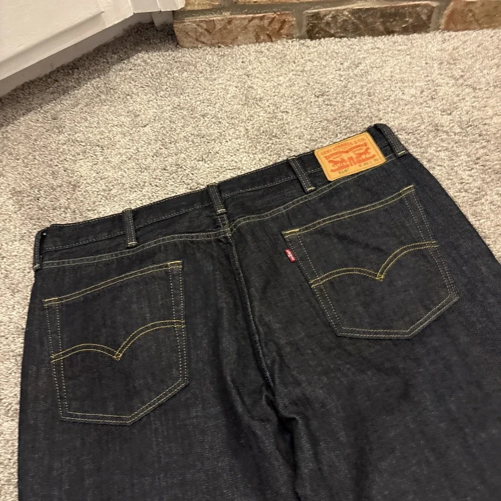 Levis 514 Straight Fit Jeans Mens 40x30 Blue Denim Dark Wash Classic Wide Leg